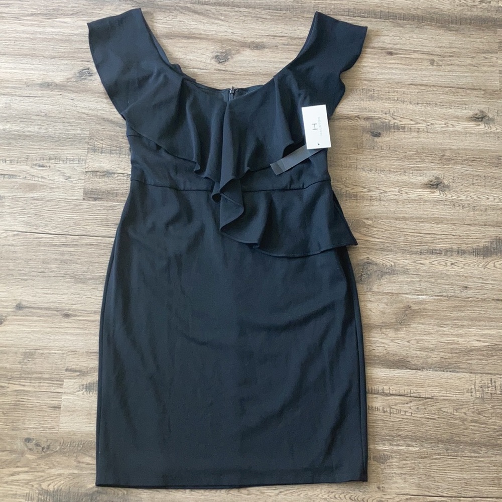 H by Halston Little Black Dress with Ruffle